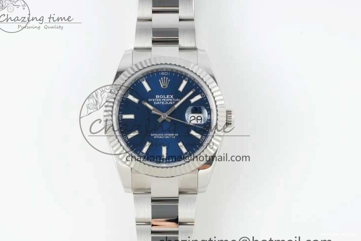 0219 DateJust 41 126334 NTF 1:1 Best Edition 904L Steel Blue Stick Dial on Oyster Bracelet VR Durable 2280
